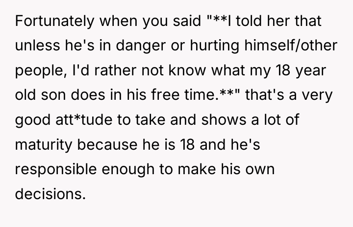 Fortunately when you said "**I told her that unless he's...