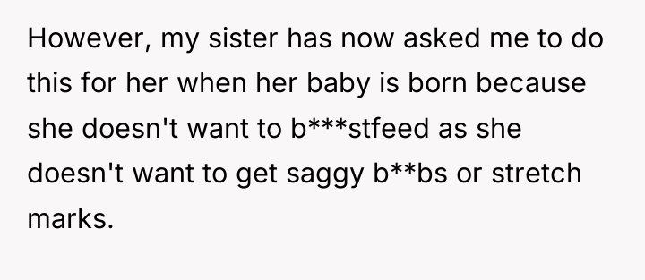 However, my sister has now asked me to do this...