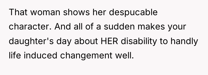 That woman shows her despucable character. And all of a...