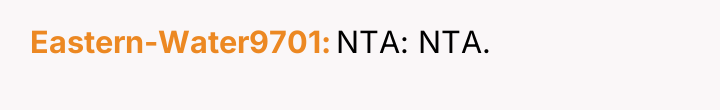 Eastern-Water9701 NTA: NTA.