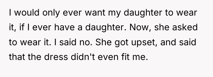 I would only ever want my daughter to wear it,...