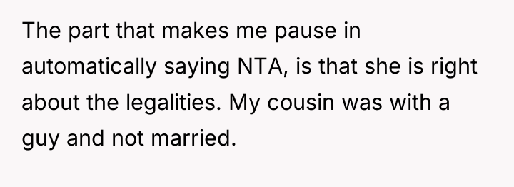 The part that makes me pause in automatically saying NTA,...