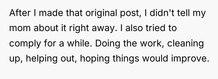 After I made that original post, I didn't tell my...