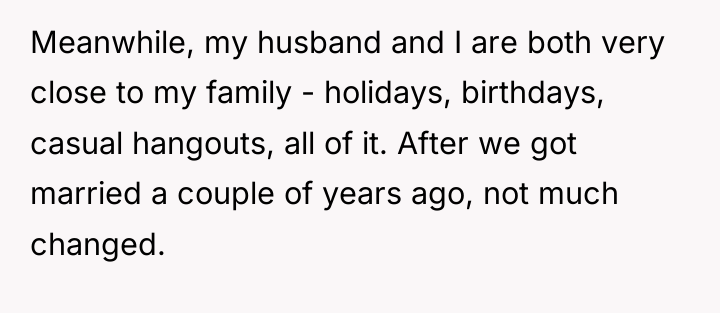 Meanwhile, my husband and I are both very close to...