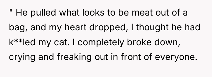" He pulled what looks to be meat out of...