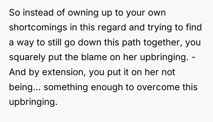 So instead of owning up to your own shortcomings in...