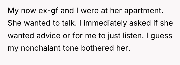 My now ex-gf and I were at her apartment. She...