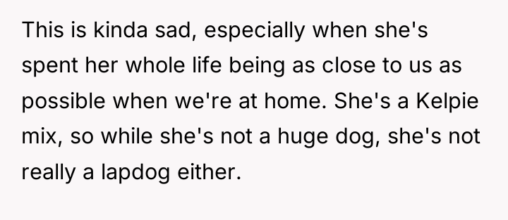 This is kinda sad, especially when she's spent her whole...