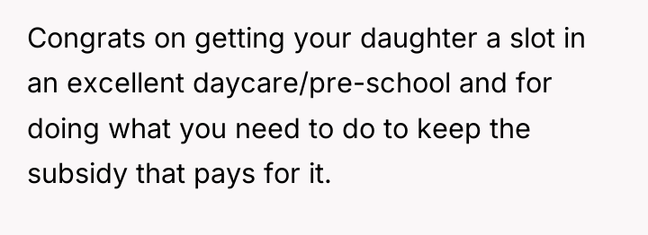 Congrats on getting your daughter a slot in an excellent...