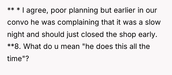** * I agree, poor planning but earlier in our...