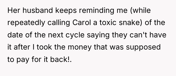 Her husband keeps reminding me (while repeatedly calling Carol a...