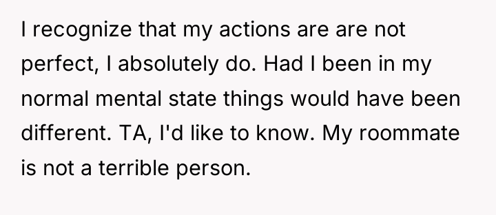 I recognize that my actions are are not perfect, I...