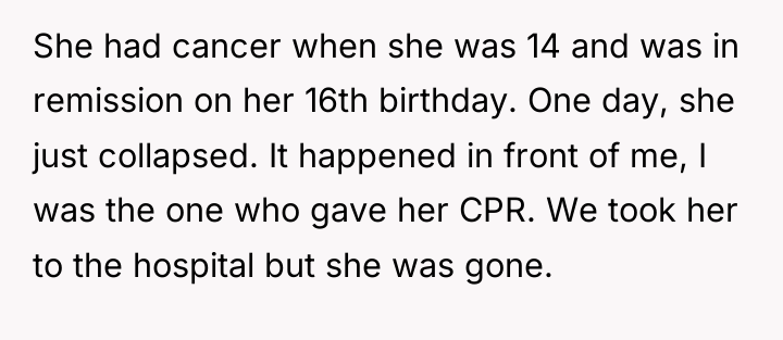 She had cancer when she was 14 and was in...