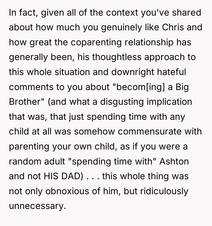 In fact, given all of the context you've shared about...