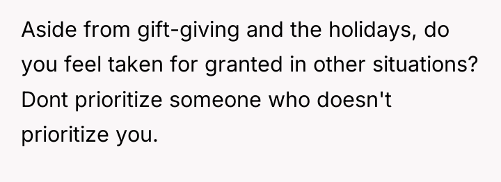 Aside from gift-giving and the holidays, do you feel taken...