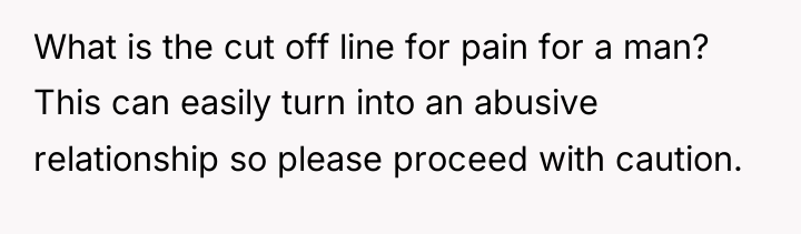 What is the cut off line for pain for a...