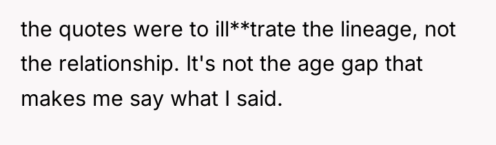 the quotes were to ill**trate the lineage, not the relationship....