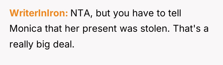 WriterInIron NTA, but you have to tell Monica that her...
