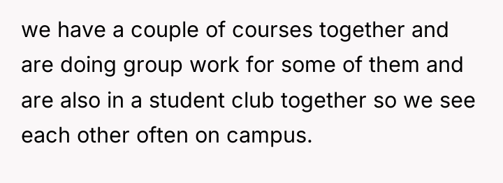 we have a couple of courses together and are doing...