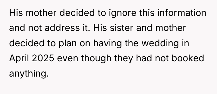 His mother decided to ignore this information and not address...