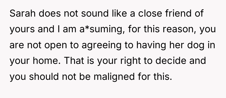 Sarah does not sound like a close friend of yours...