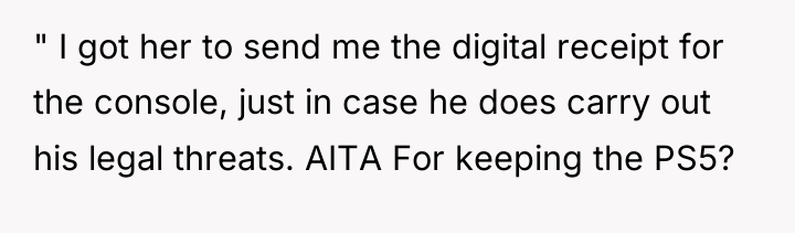 " I got her to send me the digital receipt...