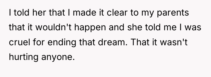I told her that I made it clear to my...