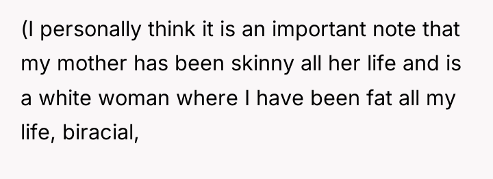 (I personally think it is an important note that my...