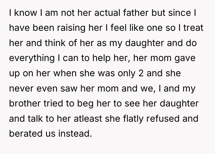 I know I am not her actual father but since...