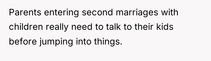 Parents entering second marriages with children really need to talk...