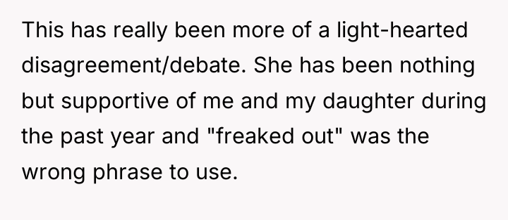 This has really been more of a light-hearted disagreement/debate. She...