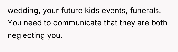 wedding, your future kids events, funerals. You need to communicate...
