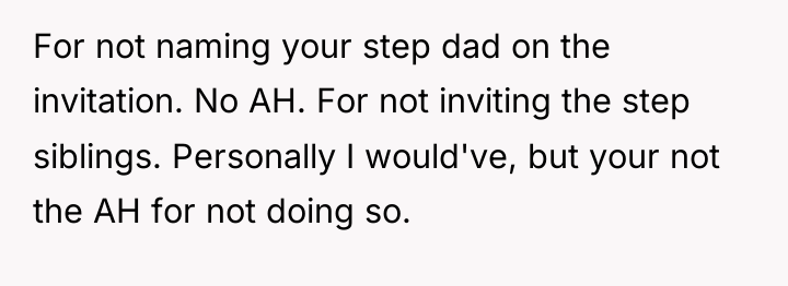 For not naming your step dad on the invitation. No...