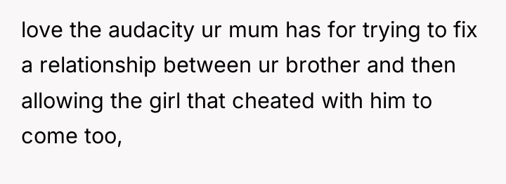 love the audacity ur mum has for trying to fix...