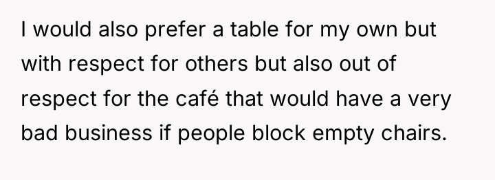 I would also prefer a table for my own but...