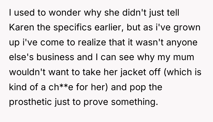 I used to wonder why she didn't just tell Karen...