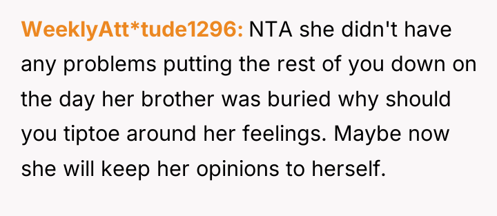WeeklyAtt*tude1296 NTA she didn't have any problems putting the rest...