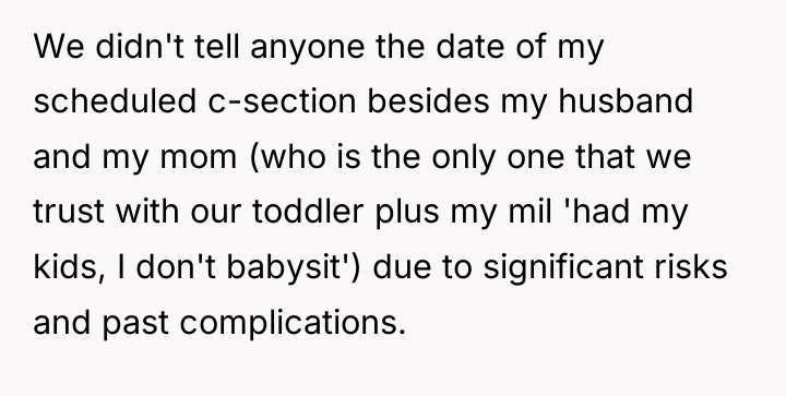 We didn't tell anyone the date of my scheduled c-section...
