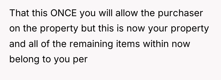 That this ONCE you will allow the purchaser on the...