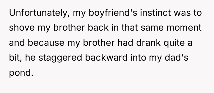 Unfortunately, my boyfriend's instinct was to shove my brother back...