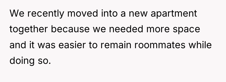 We recently moved into a new apartment together because we...