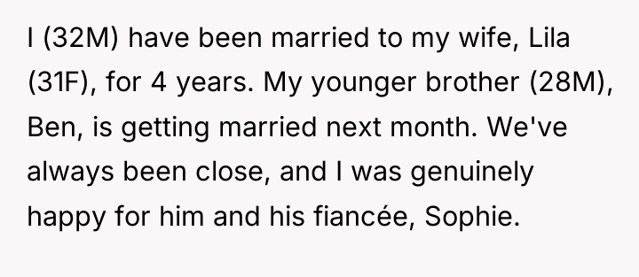 I (32M) have been married to my wife, Lila (31F),...