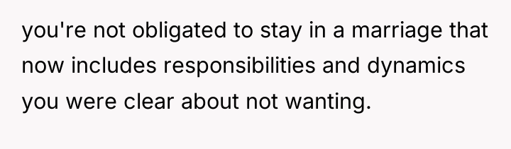 you're not obligated to stay in a marriage that now...