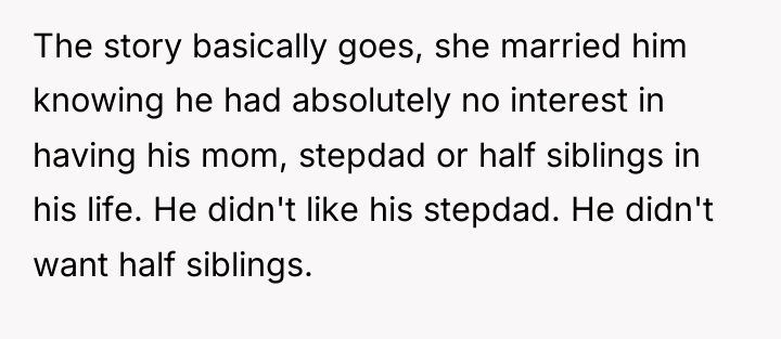 The story basically goes, she married him knowing he had...
