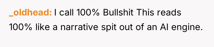 _oldhead I call 100% Bullshit This reads 100% like a...