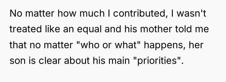No matter how much I contributed, I wasn't treated like...