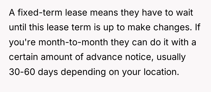 A fixed-term lease means they have to wait until this...