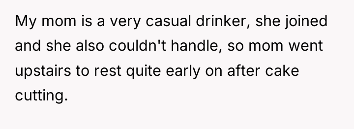 My mom is a very casual drinker, she joined and...