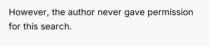 However, the author never gave permission for this search.