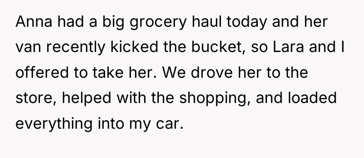 Anna had a big grocery haul today and her van...